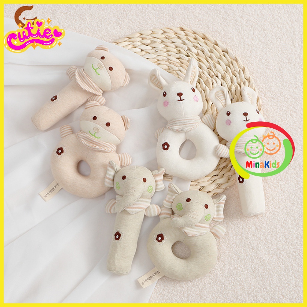 Thú Nhồi Bông Lục Lạc Xúc Xắc Cầm Tay Đồ Chơi Cho Bé Sơ Sinh MamiBeby 100% Cotton Organic An Toàn Cho Bé TCT21