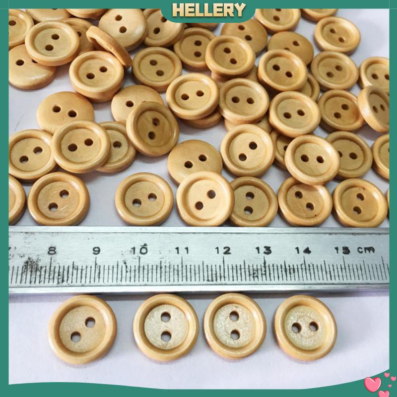 Set 100 Nút Gỗ 2 Lỗ 13mm Màu Nâu Nhạt Phong Cách Vintage Dành Cho May Vá