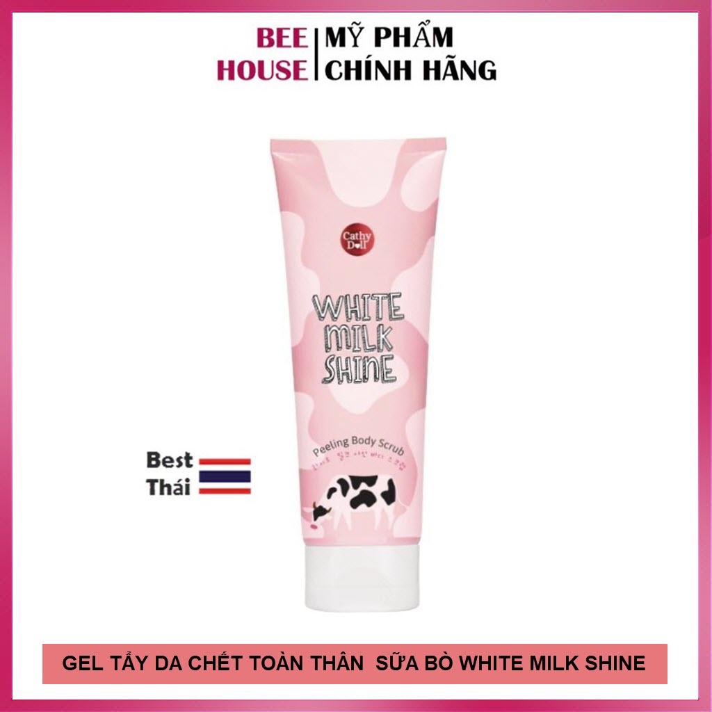Tẩy tế bào chết toàn thân CathyDoll White Milk Shine 320ml giúp trắng da hương sữa bò