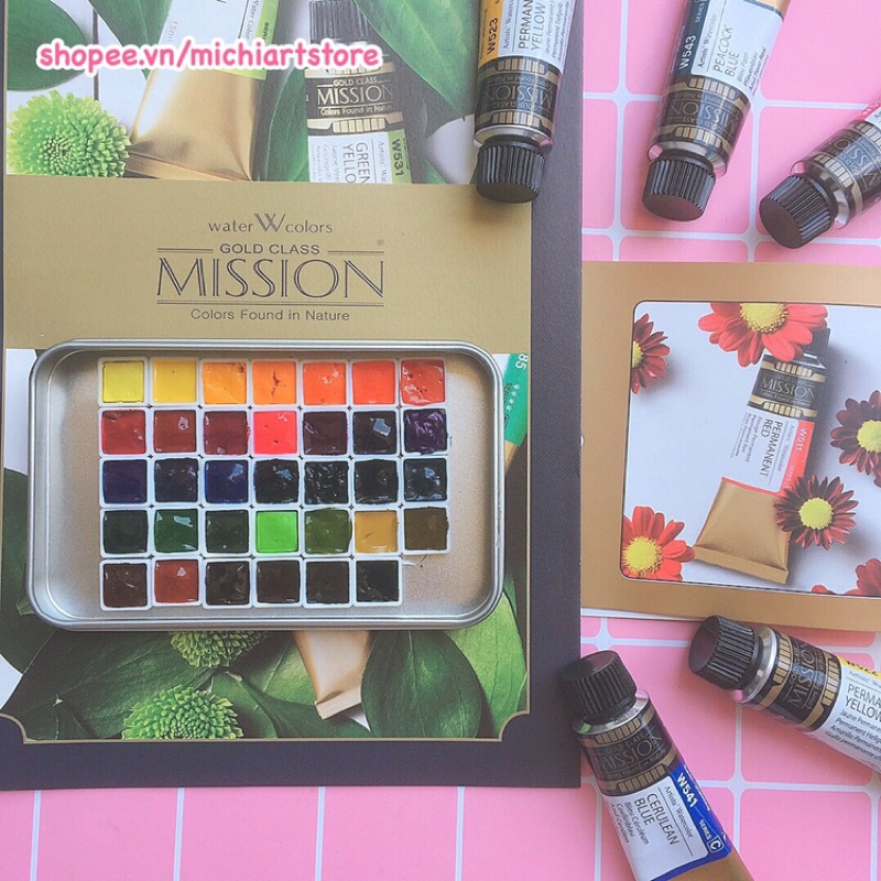 Màu nước Mijello Mission Gold Class 34 màu pocket 0,5ml 1ml hạng họa sĩ xuất xứ Hàn Quốc