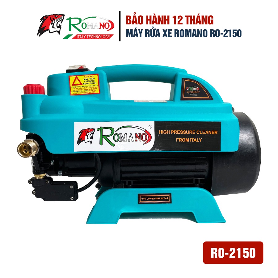 Máy rửa xe Romano RO2150A công suất 2150W có chỉnh áp, chống giật hiện đại bảo hành 12 tháng
