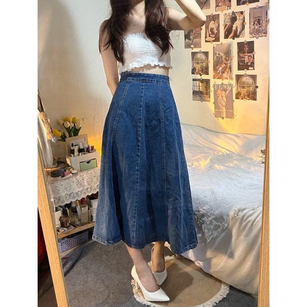 Chân Váy Jean Dáng Xoè Dài Taobao Order Phong Cách Hàn