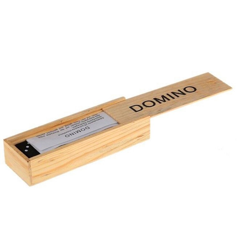 Đồ chơi cờ domino 28 thẻ bài nhựa mini màu đen hộp bằng gỗ đẹp cao cấp, trò chơi xếp hình domino giải trí cho bé trẻ em