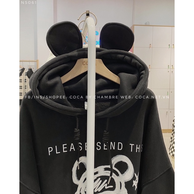 [N5061]🏐 Áo HOODIE nỉ bông dày form rộng mũ tai gấu PLEASE (Có sẵn/ảnh thật) | WebRaoVat - webraovat.net.vn