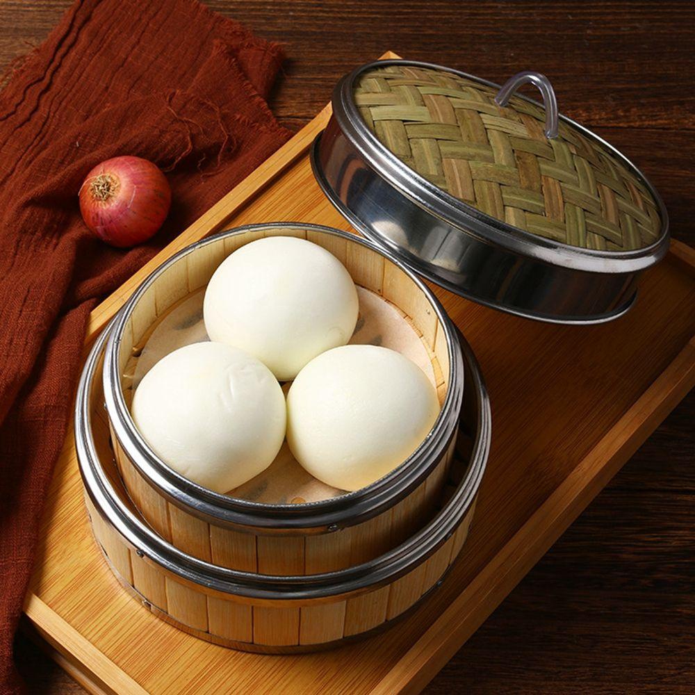 Xửng Hấp Dim Sum Bằng Tre Có Tay Cầm Bằng Inox Tiện Dụng