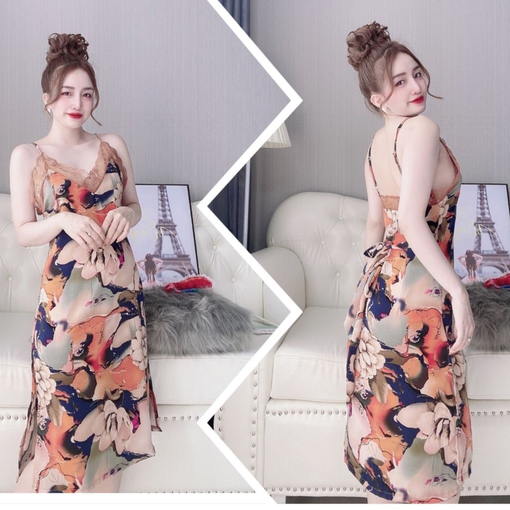 Váy ngủ sexy ❣️FREE SHIP❣️ Đầm ngủ sexy lụa Latin Chất Siêu Mát Dáng Siêu Xinh &lt;58kg
