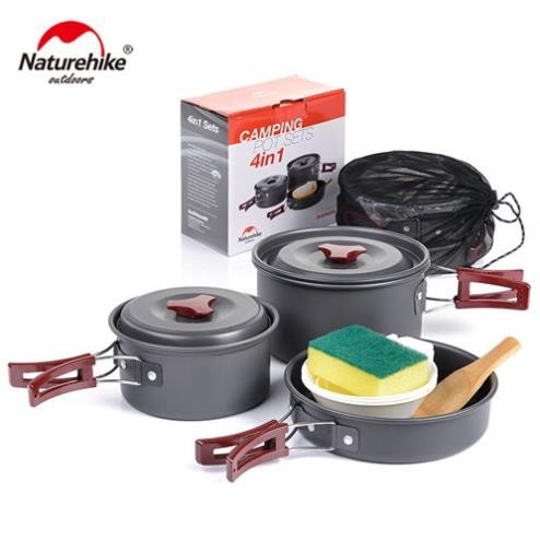 Bộ nồi du lịch, bộ nồi dã ngoại Naturehike NH15T203-G mini không gỉ dành cho 2-3 người