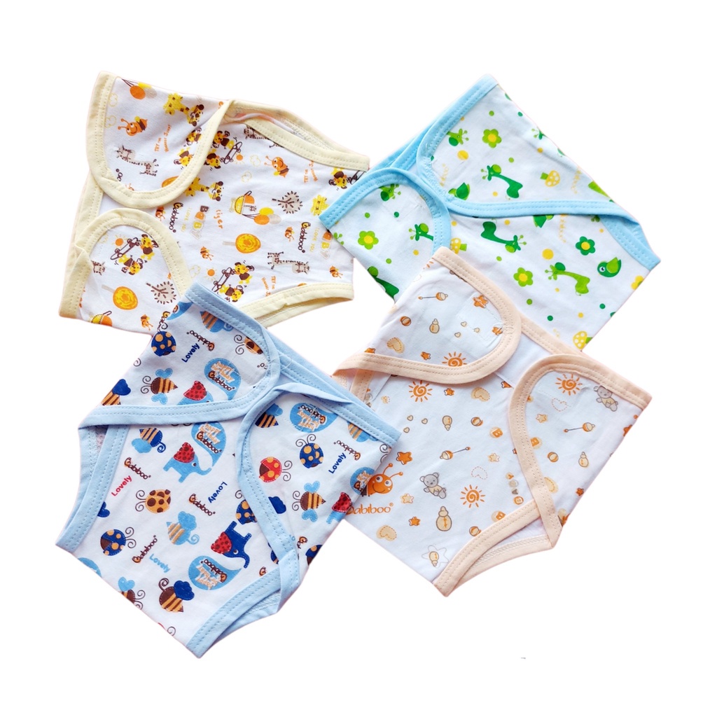 Tã vải dán Cotton Babiboo trắng/màu/họa tiết viền màu BB82 (1 cái)
