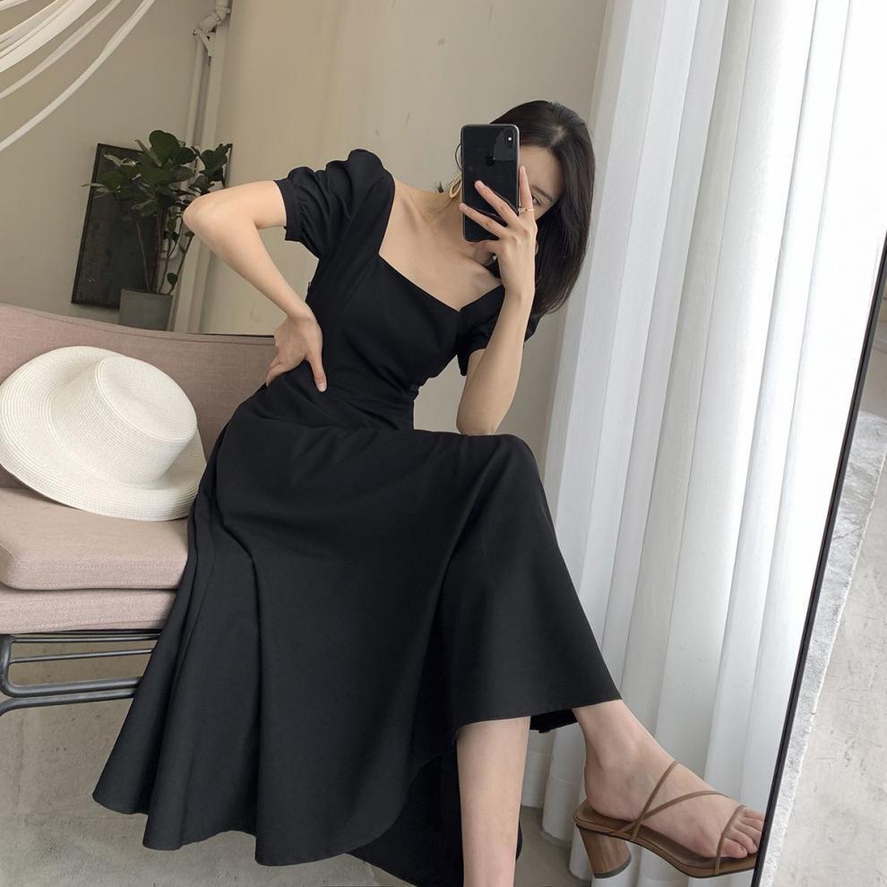 Đầm Dài Màu Trắng Đen Đỏ Ngọt Ngào Thời Trang Mùa Hè Cho Nữ