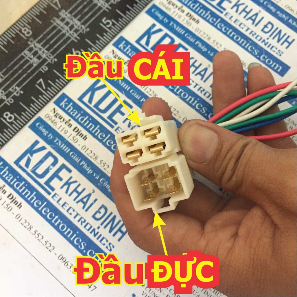 dây header 6.3mm jack xe OTO đầu ĐỰC/CÁI/ĐỰC+CÁI 4P, bấm sẵn dây 20cm kde2783