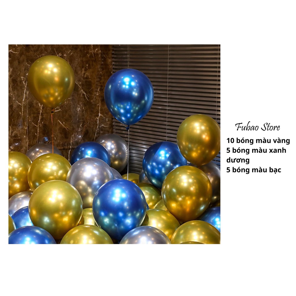 Set bóng mix màu trang trí sinh nhật, party, màu bóng nhũ Fubao Store