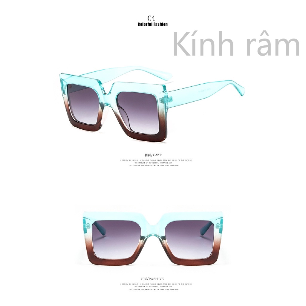 Kính mát hình vuông màu đen thiết kế mới 2019