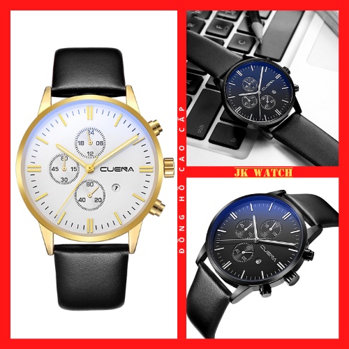 Đồng Hồ Nam CUENA Dây Da Viền Thép Kính Cường Lực Sang Trọng -A59- JKWatch
