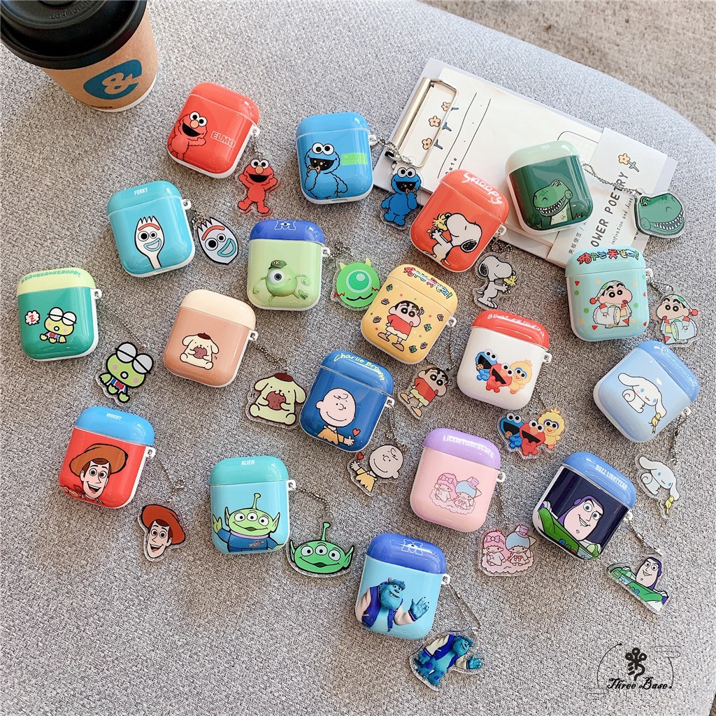 Airpods case Toy Story Korea Lovers KeyChain Cartoon Pendant soft casing for Fashion Sesame Street pro / gen2 Drop-proof Hanging Buckles For Apple Bluetooth Headset Protective