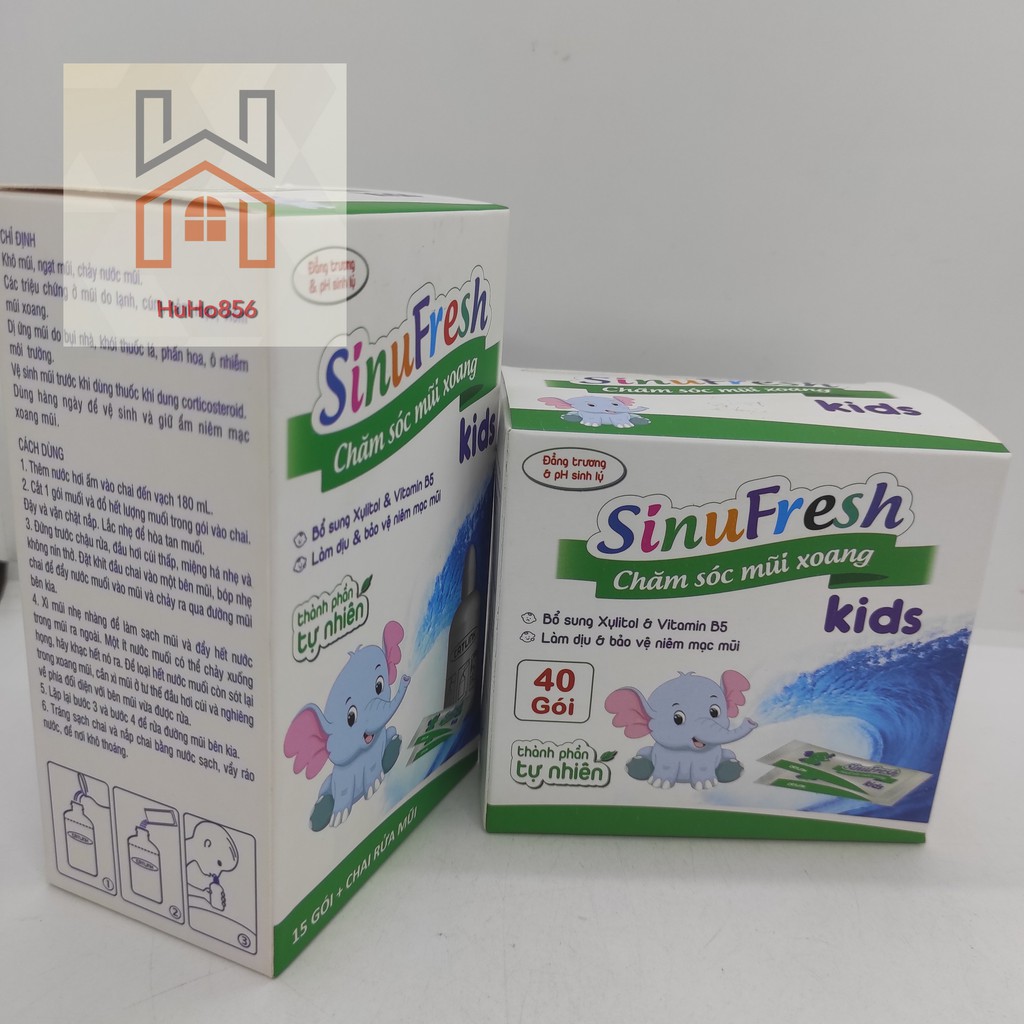 Muối rửa mũi cho bé Sinufresh Kids,THÊM VITAMIN B5 GIÚP TÁI TẠO NIÊM MẠC MŨI, chính hãng Cty Dược Cát Linh- hộp 40 gói