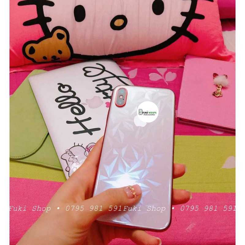 Tấm Dán mặt sau 3D Vân Kim cương 6 7 8 6plus 7plus 8plus X XS XR XSMAX 11 PRO MAX FukiShop