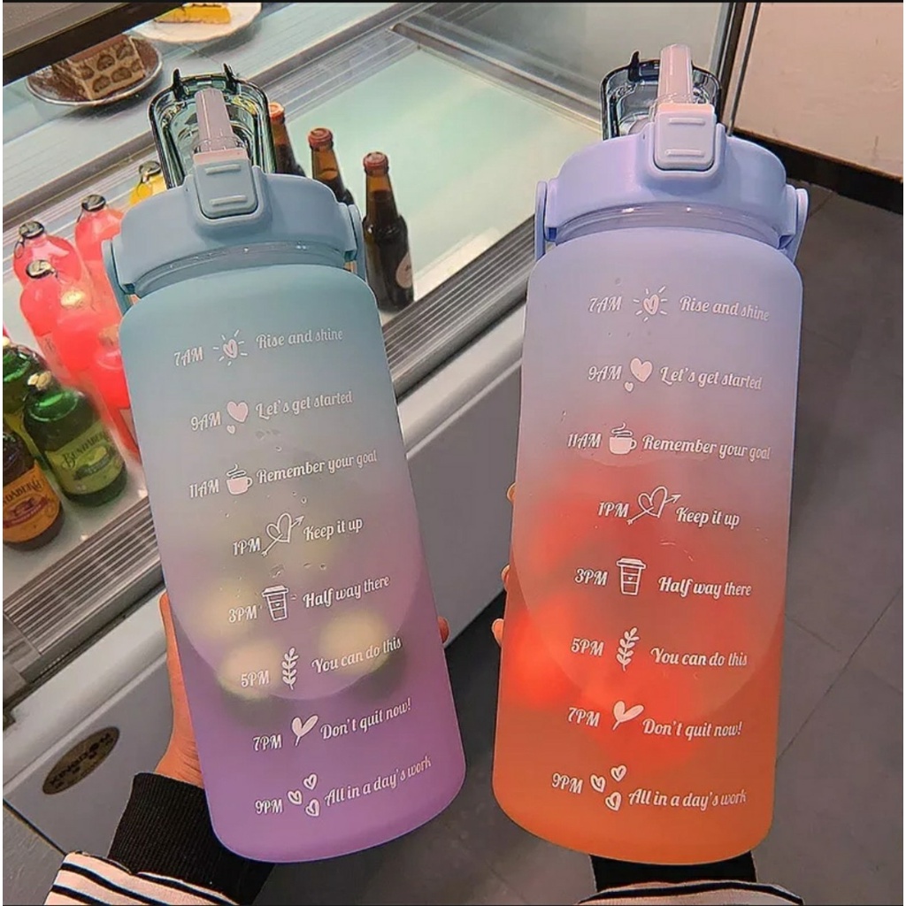 [FREESHIP] Bình Nước 2 Lít Có Hẹn Giờ Uống Nước Siêu Dể Thương Cho Bé Đi Học Có Tặng Sticker Chất Liệu An Toàn