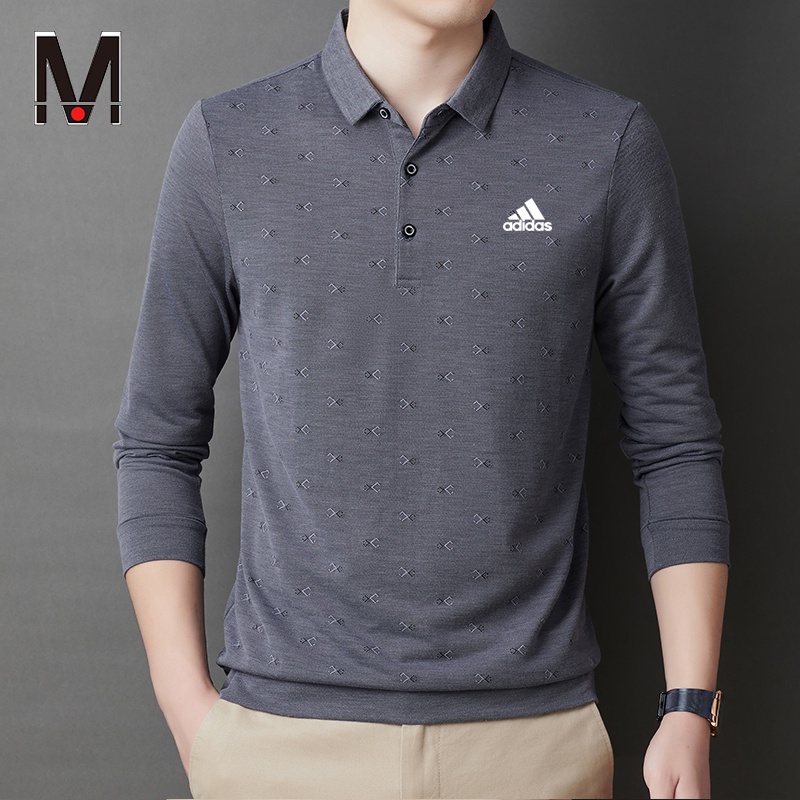 Áo thun polo tay dài có cổ 3 màu sắc thời trang dành cho nam giới trung niên