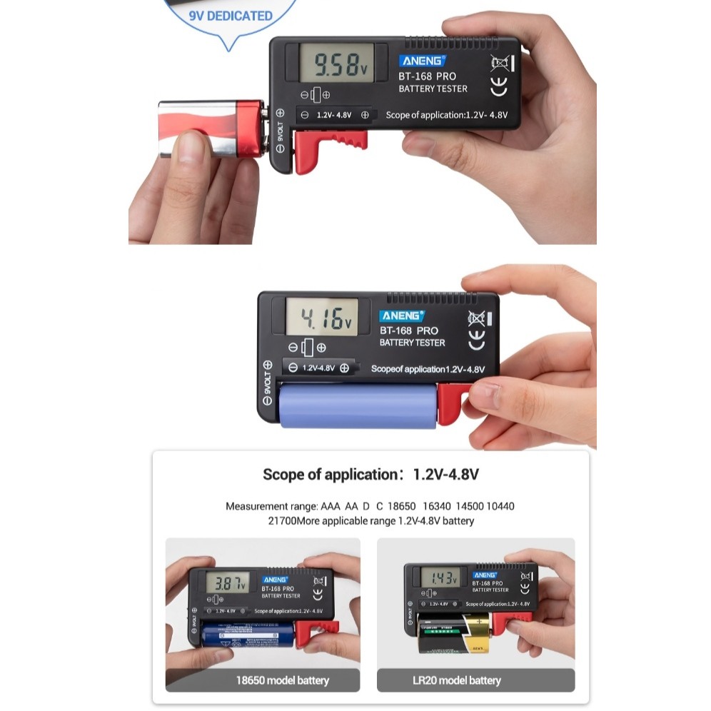 Dụng cụ đo pin nhanh cấp tốc (A - AA - AAA - 18650 - 28650 - pin 9V)