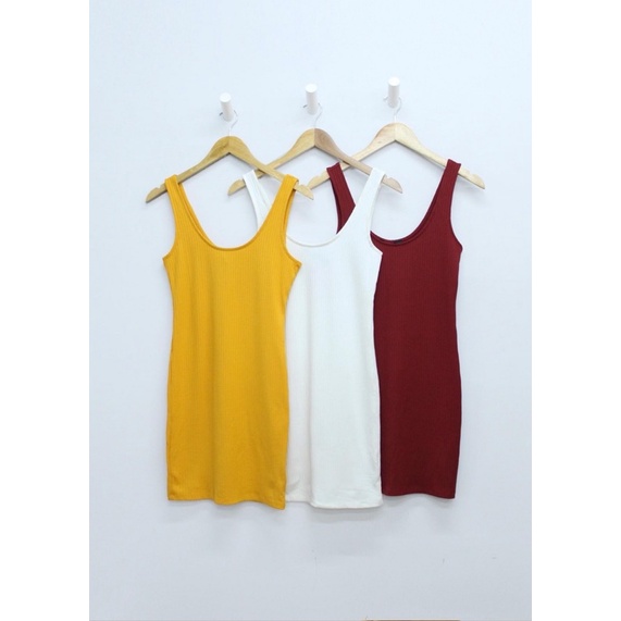 Đầm hai dây midi ôm body thun gân Sleeveless Ribbed Bodycon Dress  • Storenyy