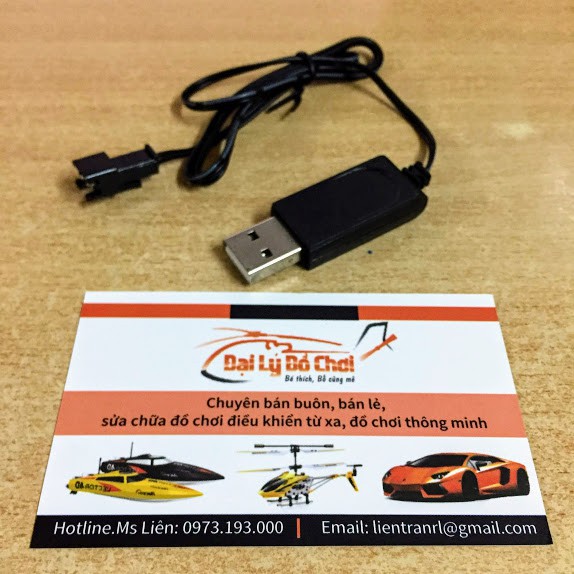 Dây sạc usb 3.7v chân càng cua đen sm 2p