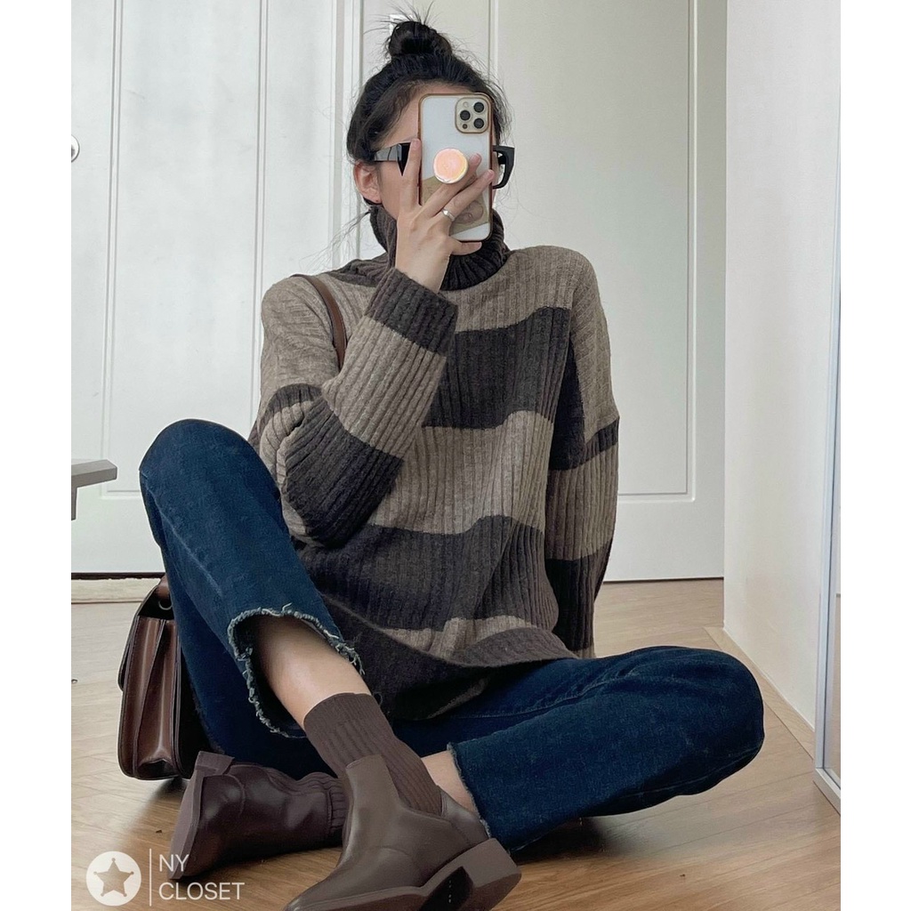 Áo len nữ form rộng, áo len cổ lọ nữ tay dài chất len dày lên phom chuẩn mặc cực sinh hàng quảng châu cao cấp Oanh shop | BigBuy360 - bigbuy360.vn