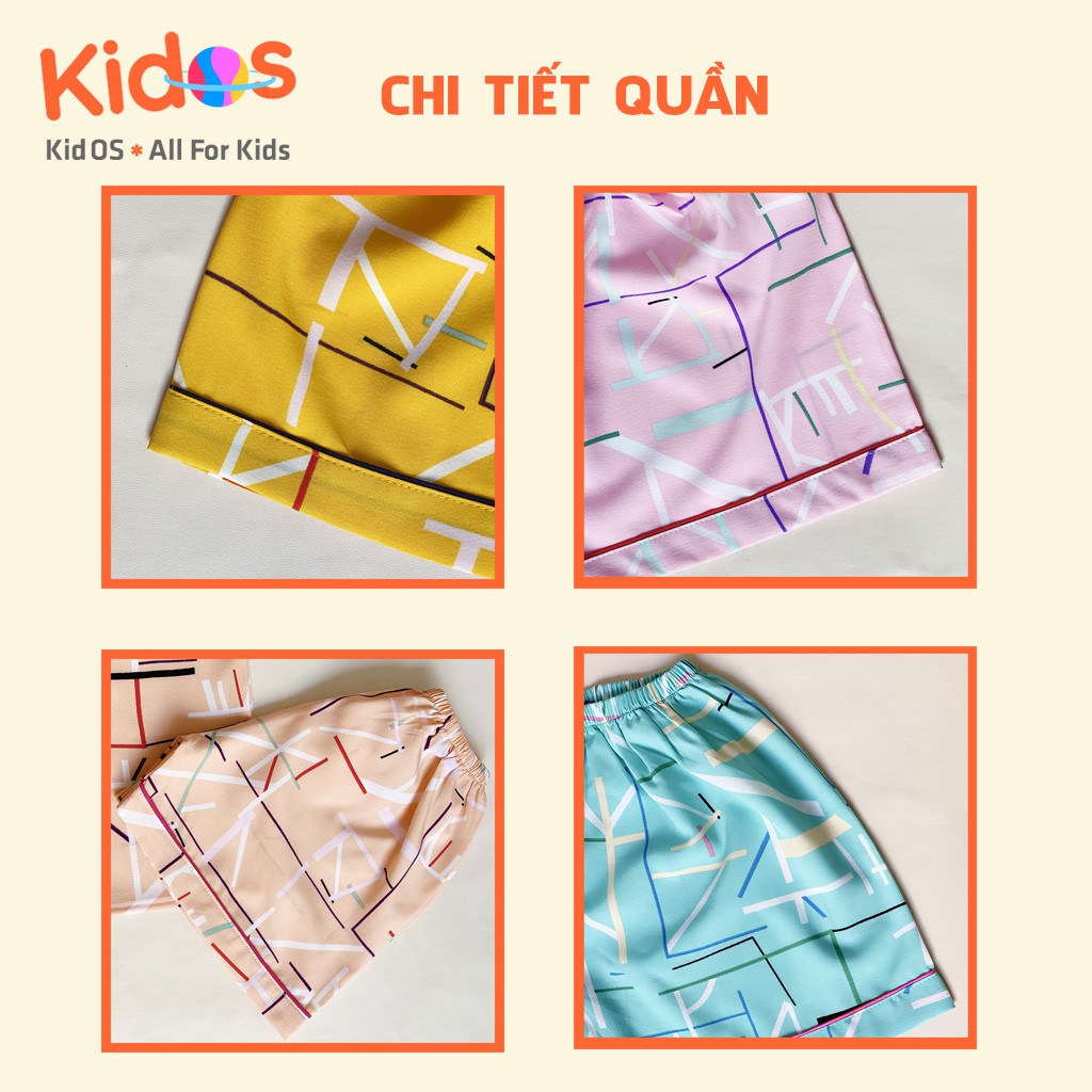 Đồ bộ Pijama lụa trẻ em cao cấp KidOS thoáng mát cho bé trai và bé gái từ 1 – 14 tuổi họa tiết năng động