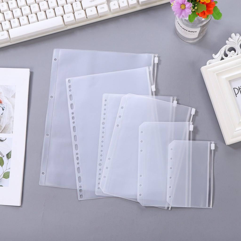 Túi zip trong suốt chống nước phụ kiện gắn sổ còng làm album DIY, trang trí Bullet journal, bảo vệ ảnh, card BMBooks