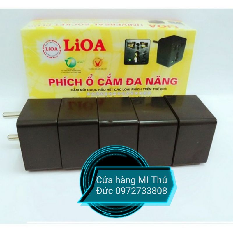 Phích đầu cắm chuyển đổi 3 chấu Lioa chịu nhiệt cao, chống cháy nổ 15A/220V