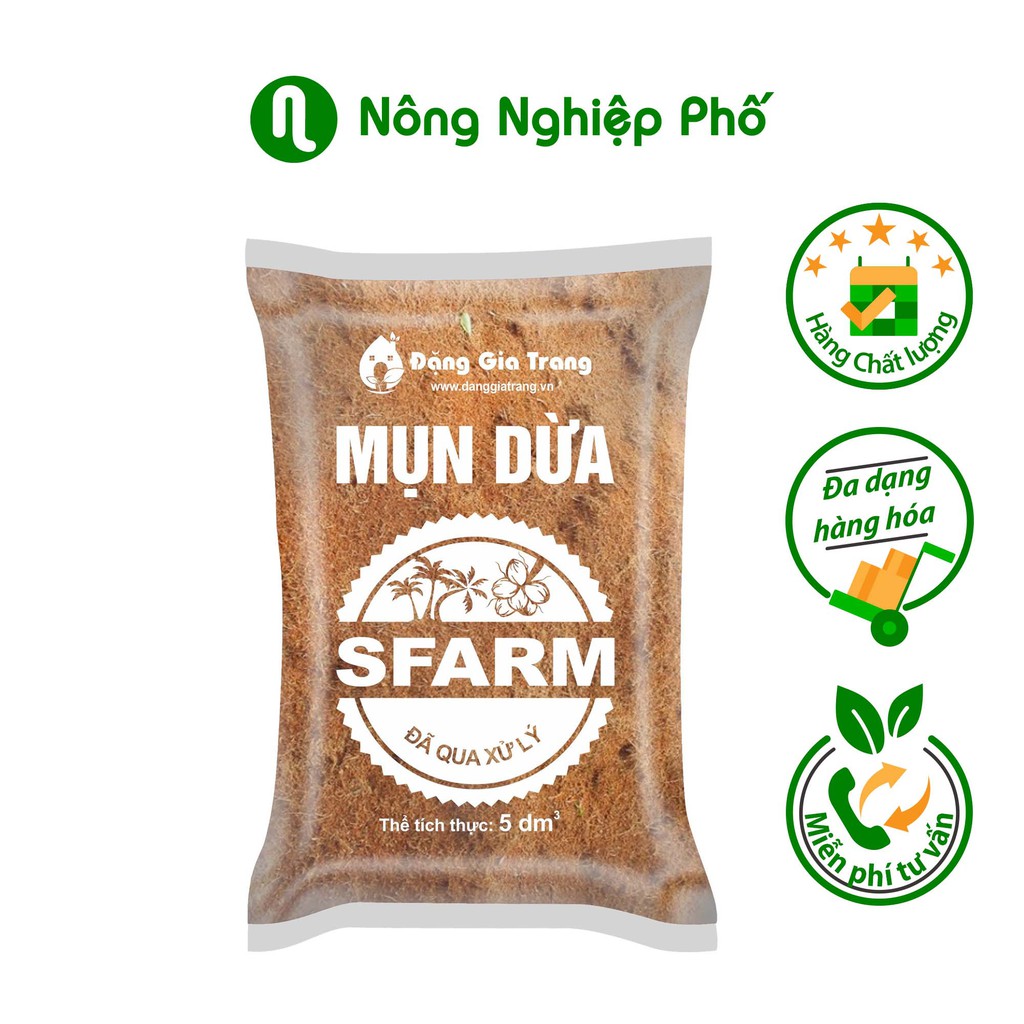 GIÁ THỂ MỤN DỪA ĐÃ QUA XỬ LÝ SFARM - Gói 5dm3 ~ 1.4kg