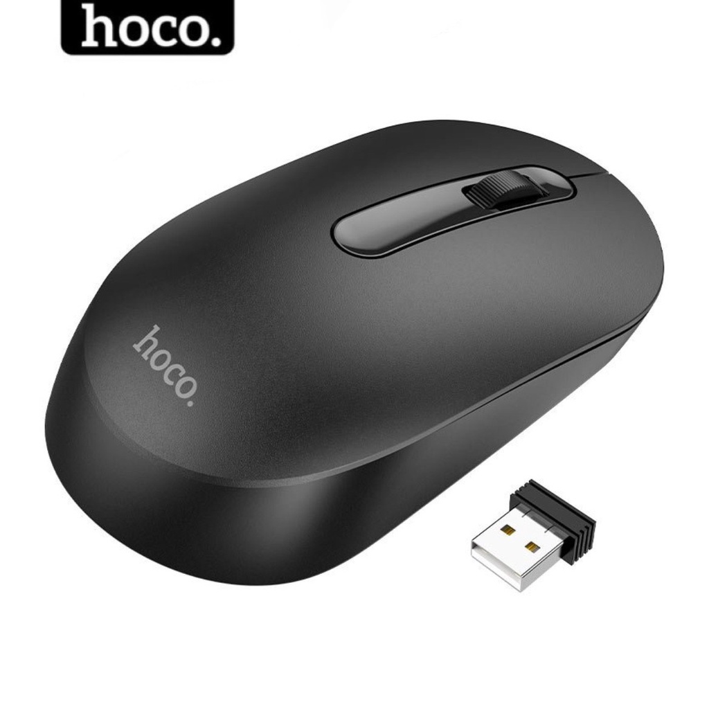 Chuột không dây chính hãng Hoco USB 2.4Ghz nhỏ gọn thuận cả 2 tay phù hợp PC Laptop