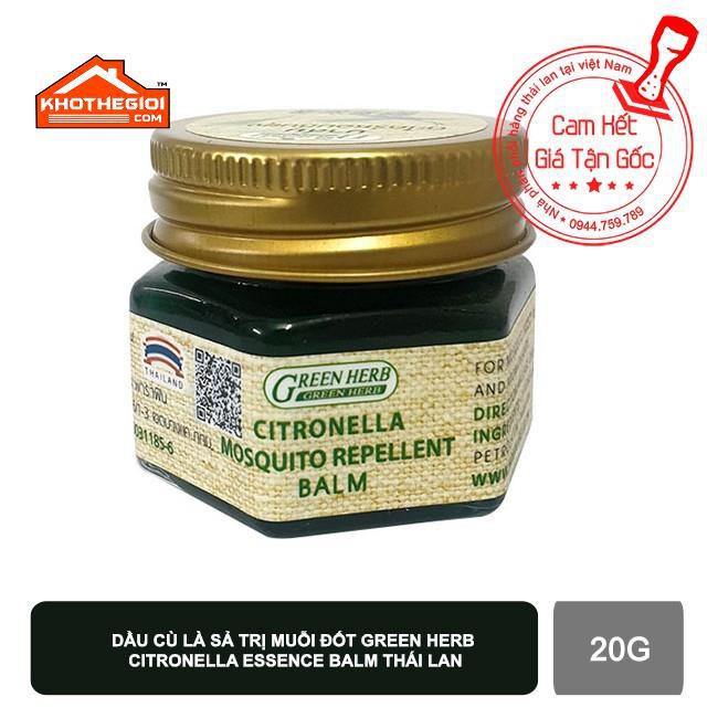 Dầu cù là sả trị muỗi đốt Green Herb Citronella Essence Balm Thái Lan 20G