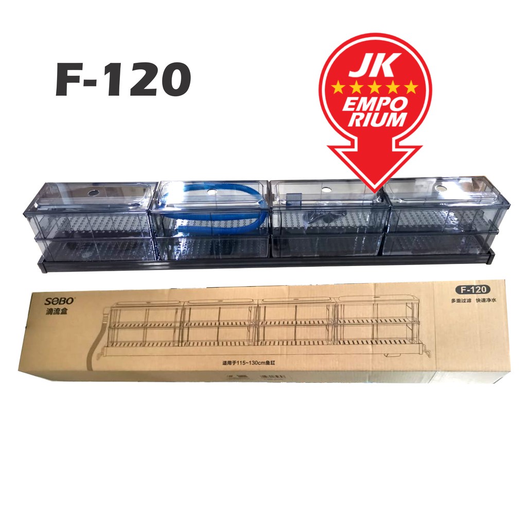 SOBO F-120 Bộ Lọc Dàn Mưa 2 Tầng 4 Khay Lọc Bằng Mica Cho Hồ Cá 115-130cm