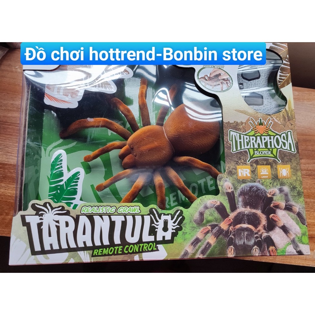 Đồ chơi Robot mô hình Nhện Tarantula 9986M lông lá size đại 25cm điều khiển từ xa mẫu mới 2022 xoay 360 độ mắt có đèn