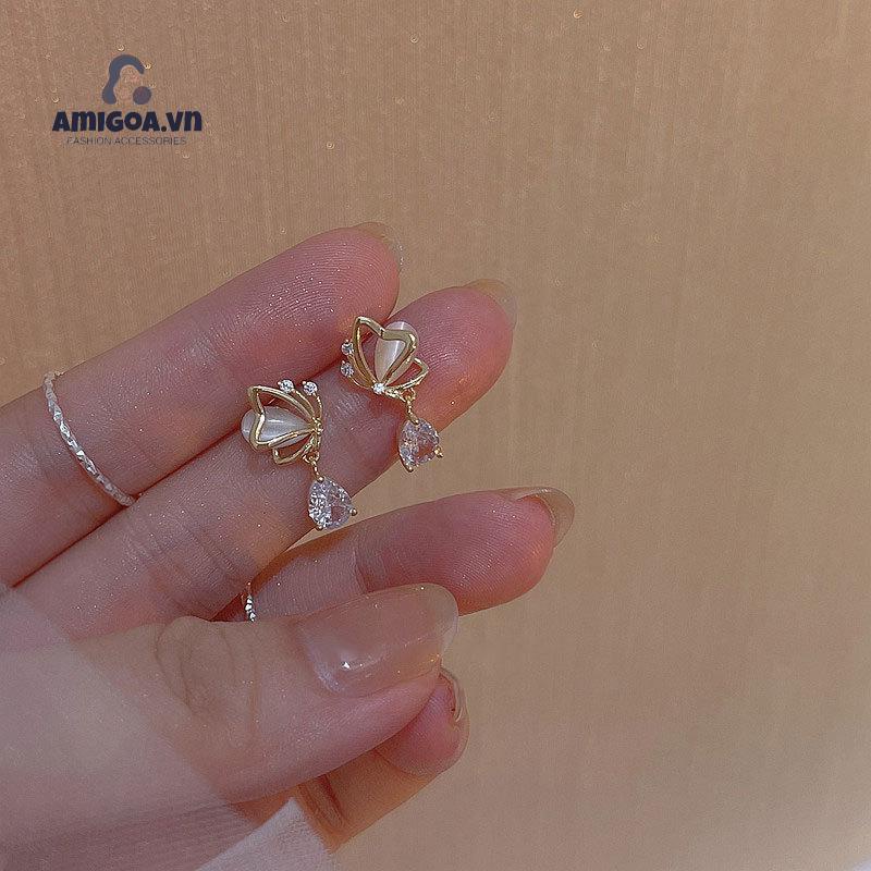 ✨✨Bông Tai Hình Bướm/ Giọt Nước Đính Đá Zircon Phong Cách Thời Trang Chất Lượng Cao Cho Nữ