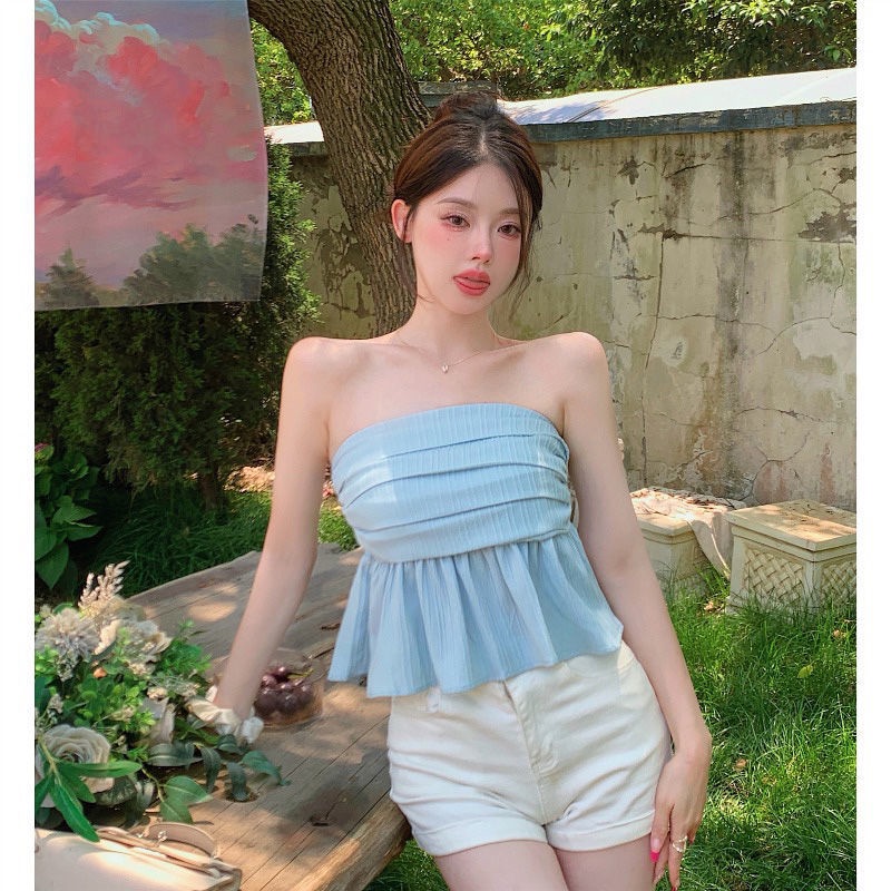 Áo Ống Nhún Bèo Xinh Xắn Cho Bé Gái  tao bao