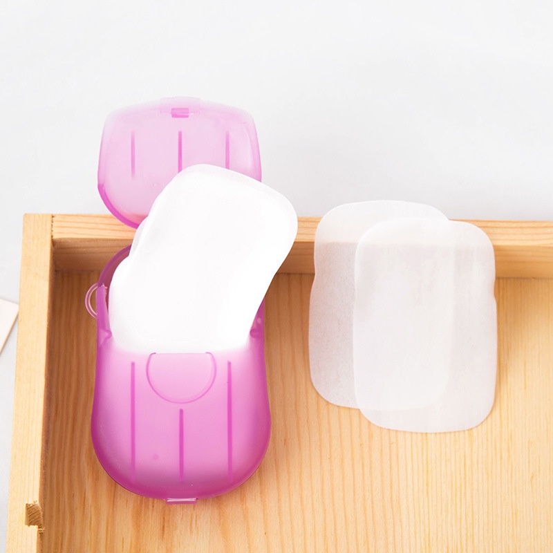 Xà phòng rửa tay dạng miếng, xà bông giấy khô bỏ túi khi đi du lịch hộp 20 miếng