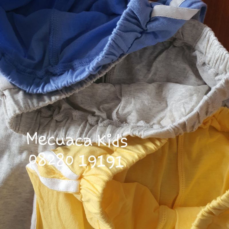 Quần ngố lửng cotton giấy mềm mỏng phối sọc Happy Land xuất Hàn dư xịn cho bé trai bé gái