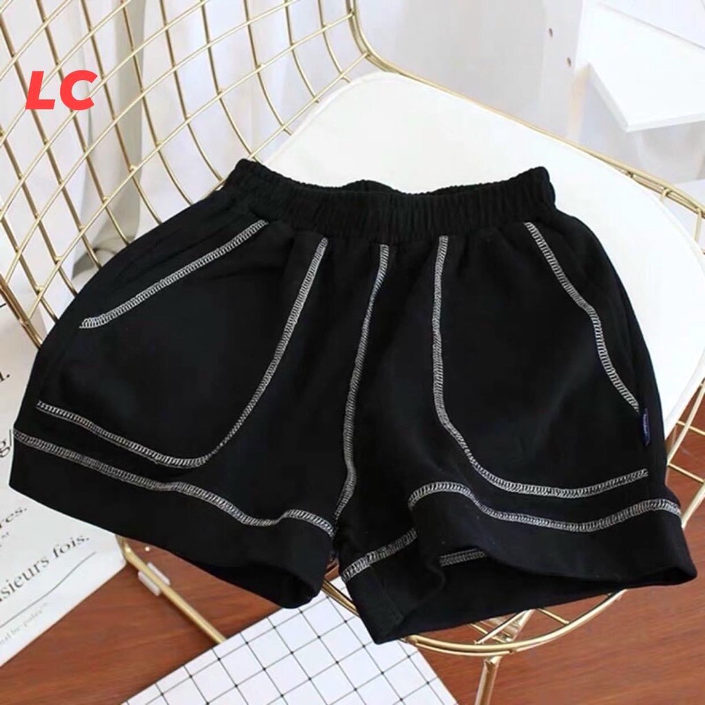 Quần Short Chỉ Nổi PEONYB Nữ [FREESHIP] 🌸 Shorts đùi chạy viền dáng suông, thun trơn màu ĐEN | TRẮNG | XÁM Ulzzang 🌸