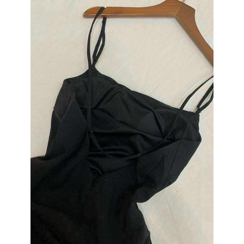 [TT] Đầm maxi voan đen đan lưng xẻ tà, kèm hình thật cuối