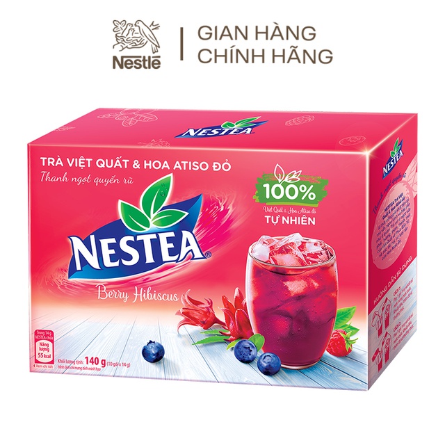 Combo 2 hộp trà Việt Quất Và Hoa Atiso Đỏ Nestea Hộp 10 Gói x 14g