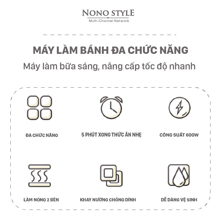 Máy làm bánh, kẹp bánh BIYI BM1315F - Máy làm bữa ăn sáng, nhỏ gọn, tiện lợi - Công suất 600W - BH 12 tháng