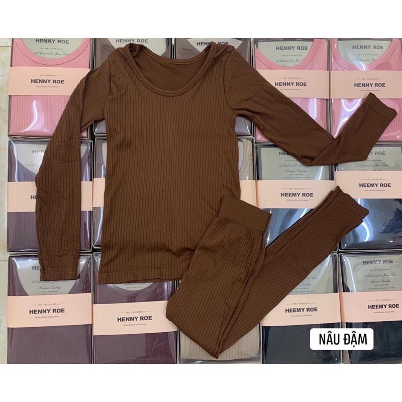 Bộ giữ nhiệt nữ 💝𝑭𝒓𝒆𝒆𝒔𝒉𝒊𝒑💝 Bộ quần áo ngủ nữ chất len tăm lót nỉ cực ấm