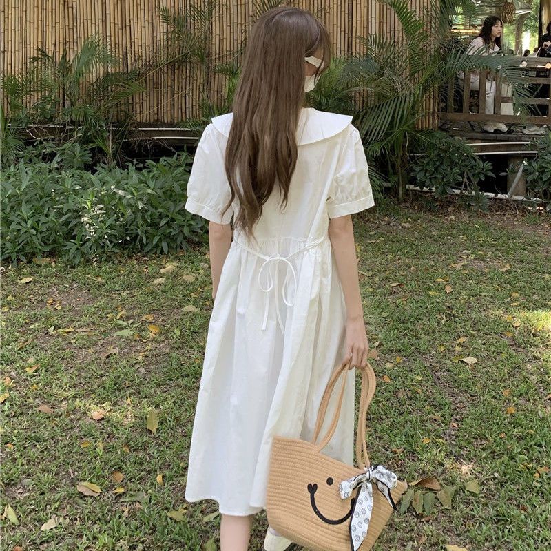 Đầm Dáng Chữ a Cổ Búp Bê Phối Ren Thời Trang Mùa Hè Xinh Xắn Cho Nữ