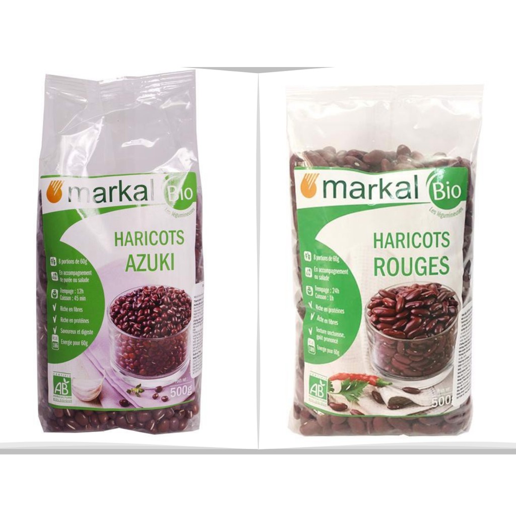 Hạt đậu đỏ Azuki và Kidney hữu cơ 500g - Markal