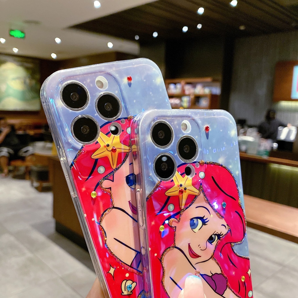 Ốp Lưng Chống Sốc Hình Nàng Tiên Cá Cho iPhone 14 / 13 / 12 / 11 / XS / 8P / 7