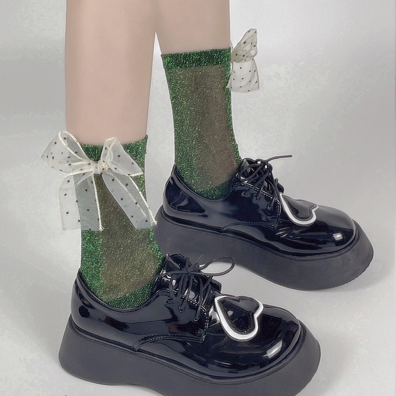 XIXI Đôi Vớ Lưới Đính Nơ Xinh Xắn Cho Nữ