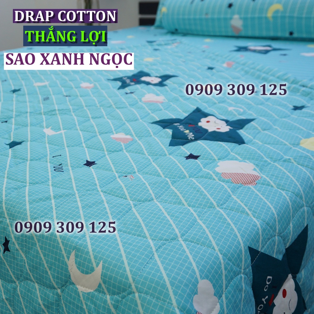 (RẺ VÔ ĐỊCH) drap cotton Thắng Lợi, ga giường chính hãng SAO XANH NGỌC (ảnh thật)
