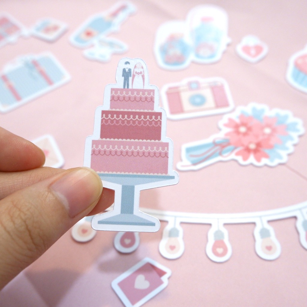 Sticker die-cut WEDDING - Sticker cắt rời - Nguyên vật liệu làm Scrapbook Handmade