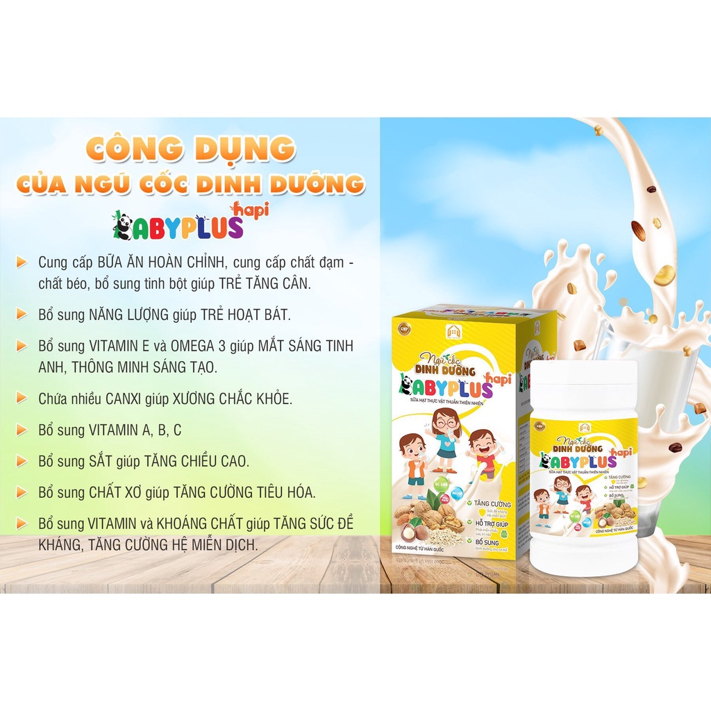 Bộ Sản Phẩm Ngũ Cốc Dinh Dưỡng - Siro Ăn Ngon Babyplus - HAPI, Hỗ Trợ Phát Triễn Trí Não, Tăng Cân, Ngừa Táo Bón